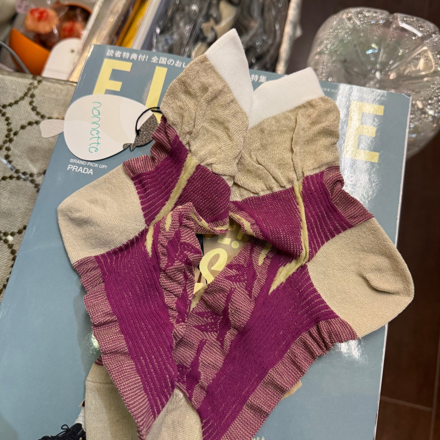 Nonnette Patterns Socks, 2 Colors, made in Japan