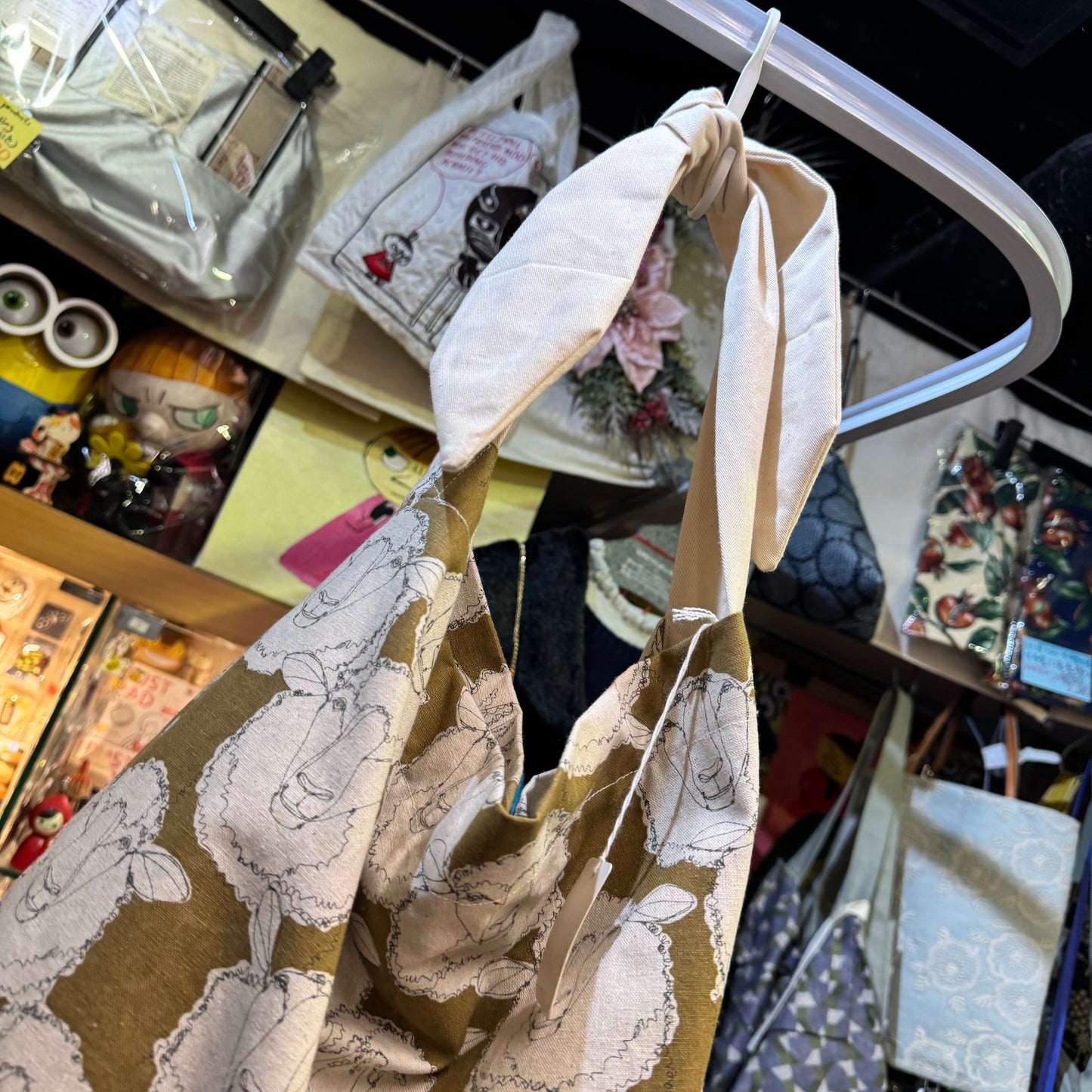 Handmade Sheep Brown Ribbon Bag, fabric from Japan