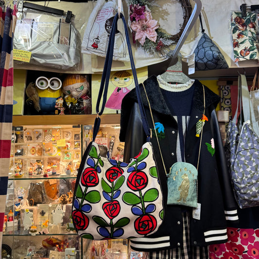 Handmade Floral Shoulder Bag, Fabric from Japan