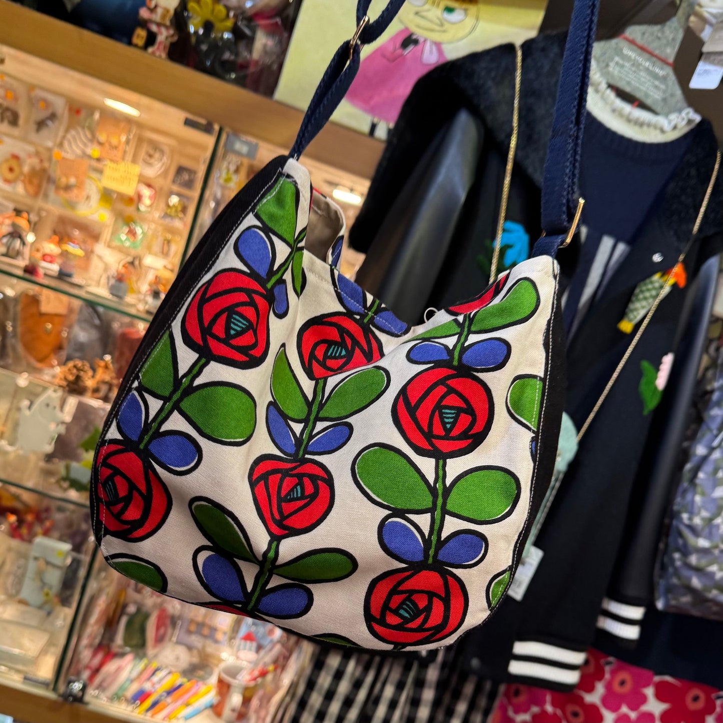 Handmade Floral Shoulder Bag, Fabric from Japan