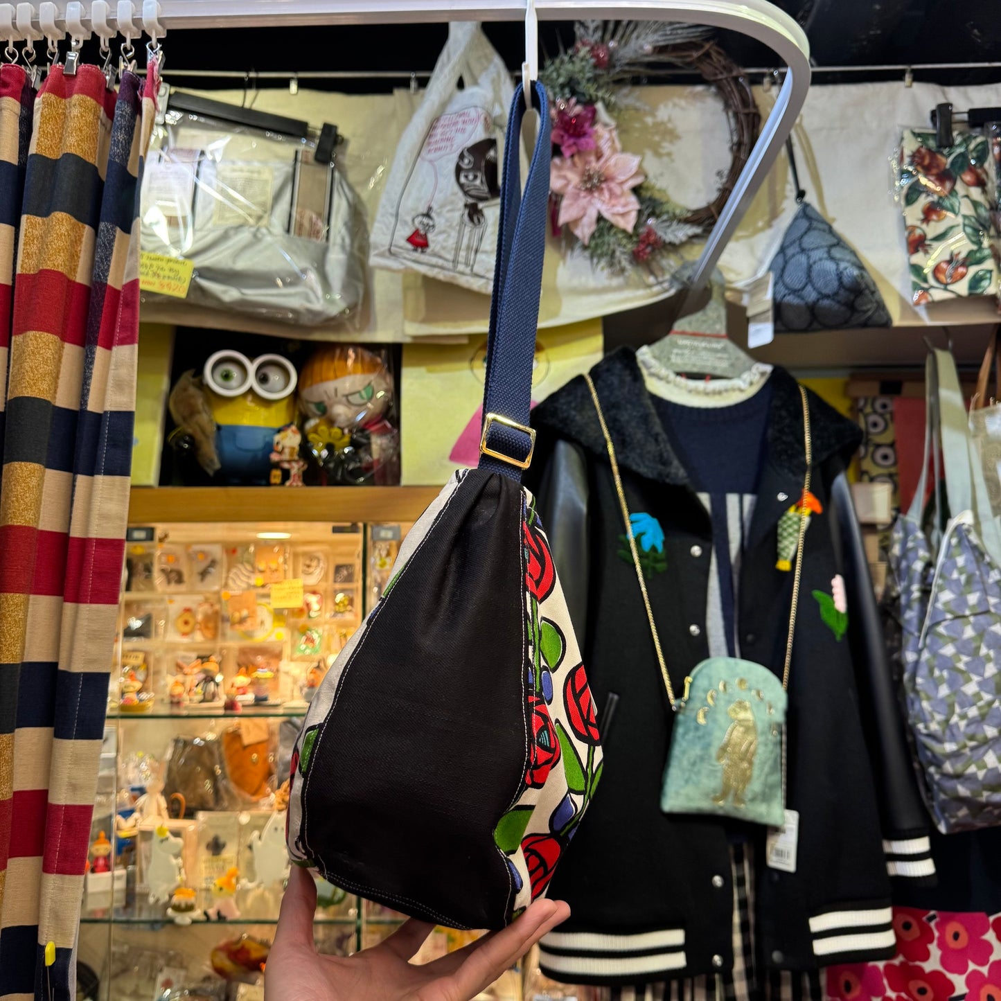 Handmade Floral Shoulder Bag, Fabric from Japan