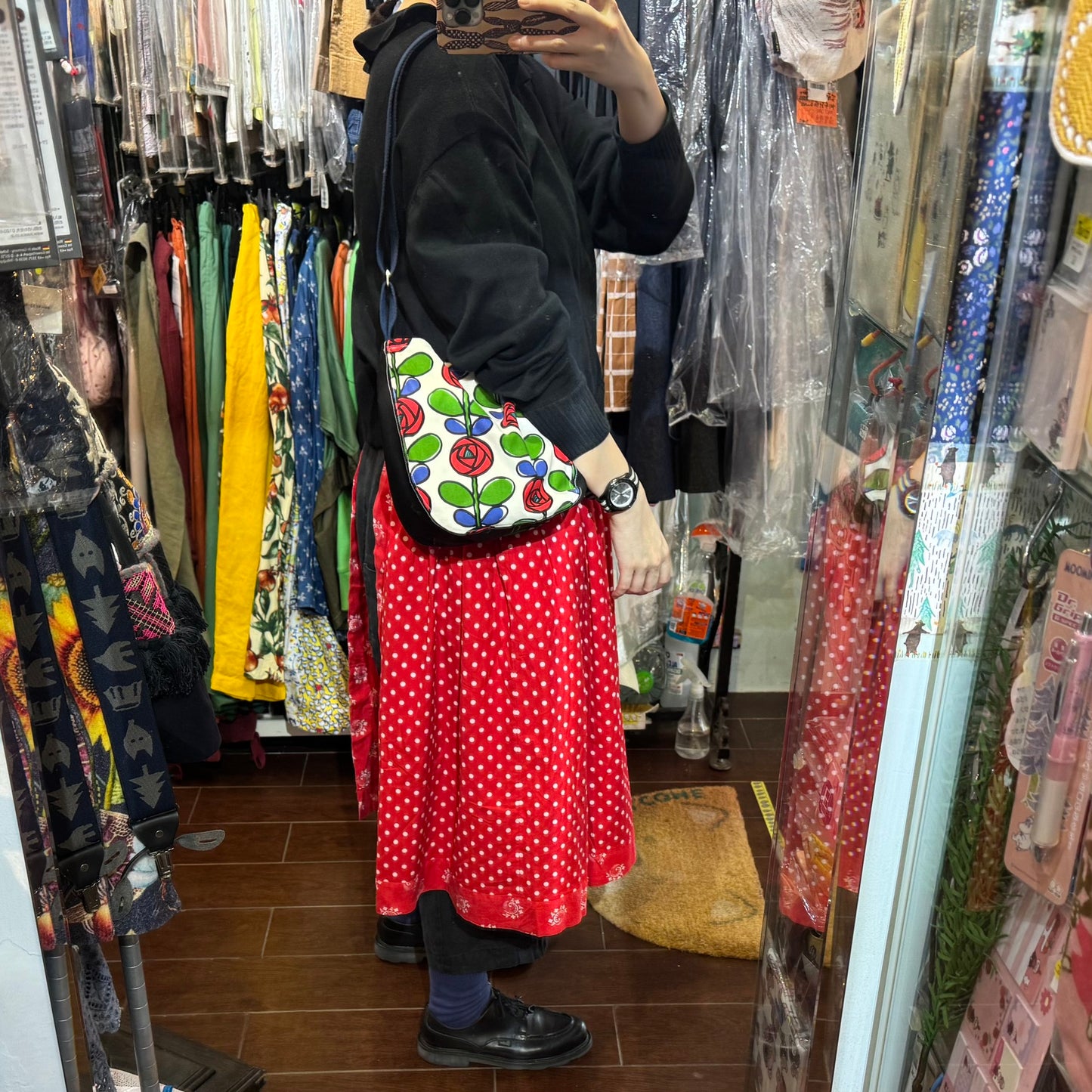Handmade Floral Shoulder Bag, Fabric from Japan