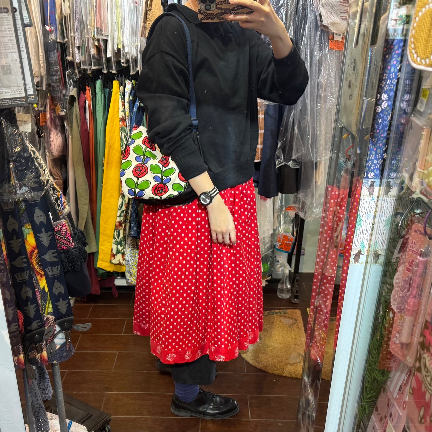Handmade Floral Shoulder Bag, Fabric from Japan