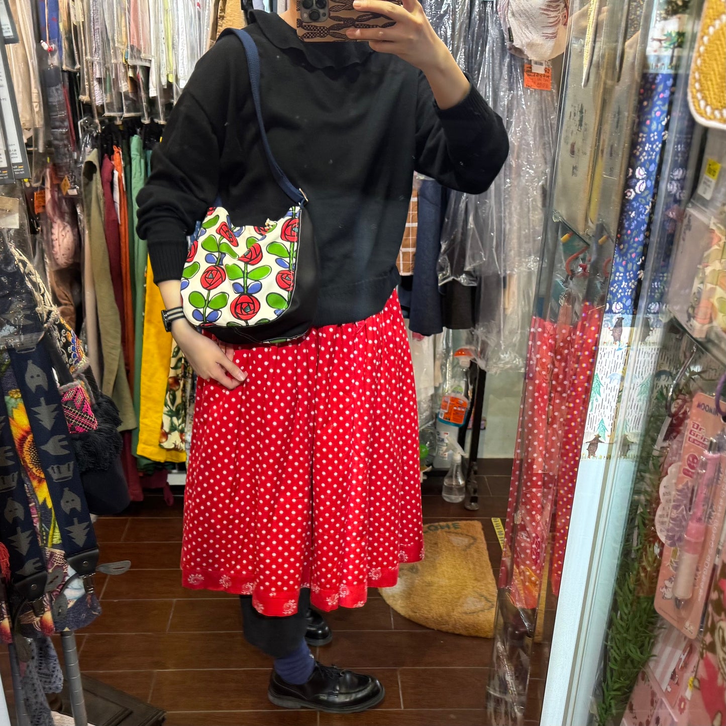 Handmade Floral Shoulder Bag, Fabric from Japan