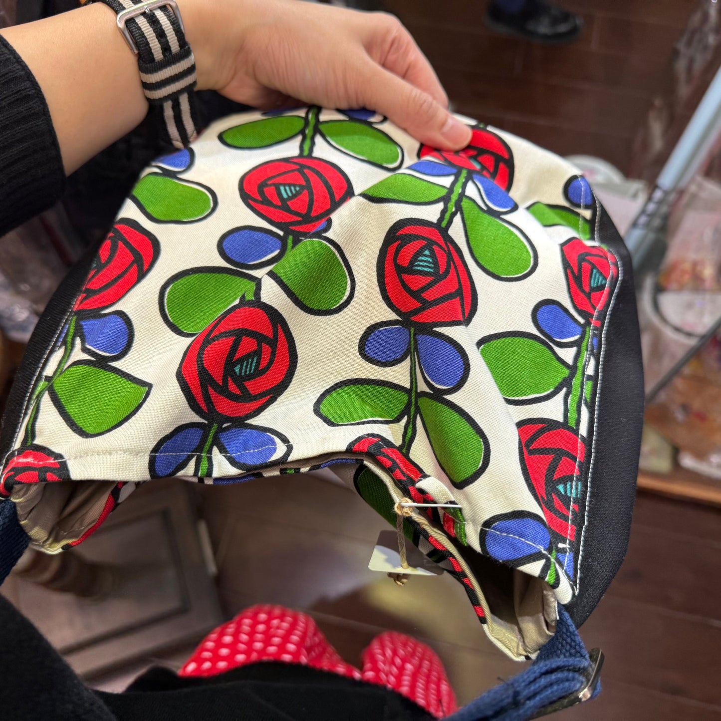 Handmade Floral Shoulder Bag, Fabric from Japan