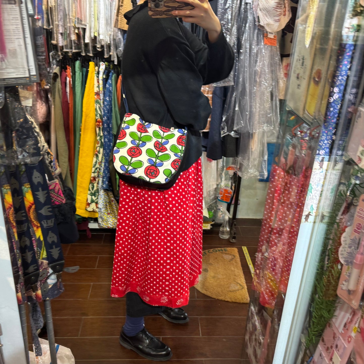 Handmade Floral Shoulder Bag, Fabric from Japan