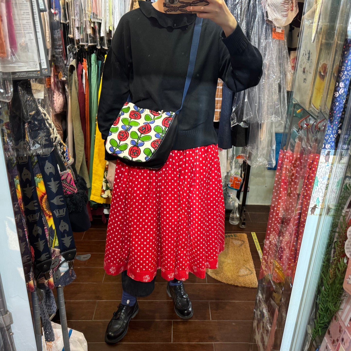 Handmade Floral Shoulder Bag, Fabric from Japan