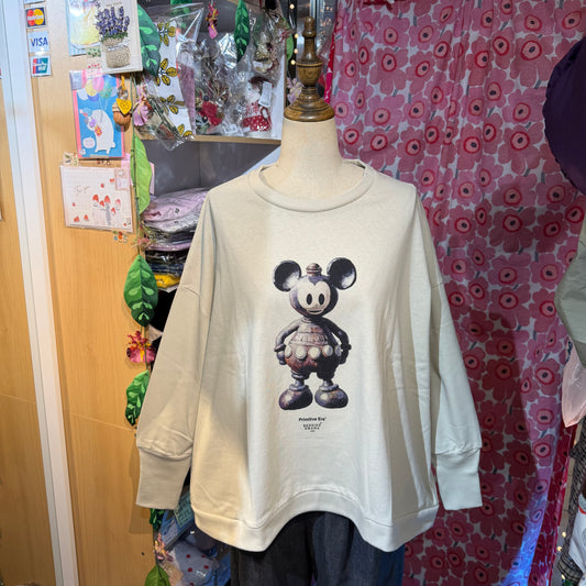 Sale- Bedsidedrama Mickey Beige Sweatshirt, made in Japan
