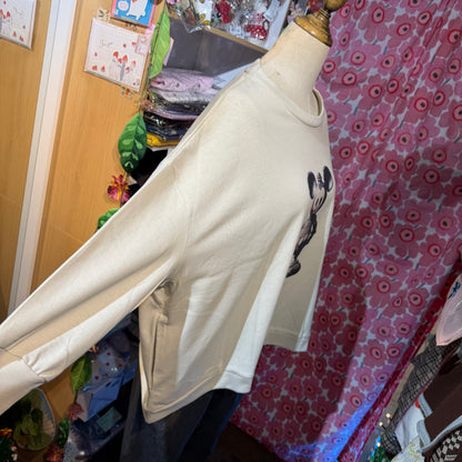 Sale- Bedsidedrama Mickey Beige Sweatshirt, made in Japan