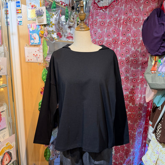 Sale- Nachukara Black Sailor Collar Top, made in Japan