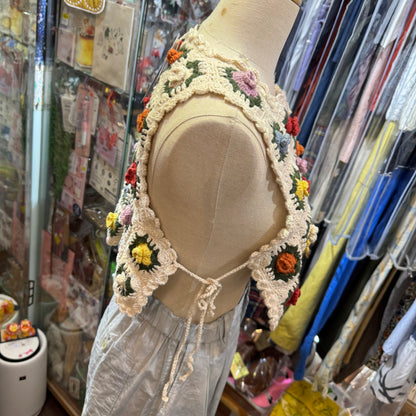 Fig London Ivory knit Gardener Vest, handmade in Peru