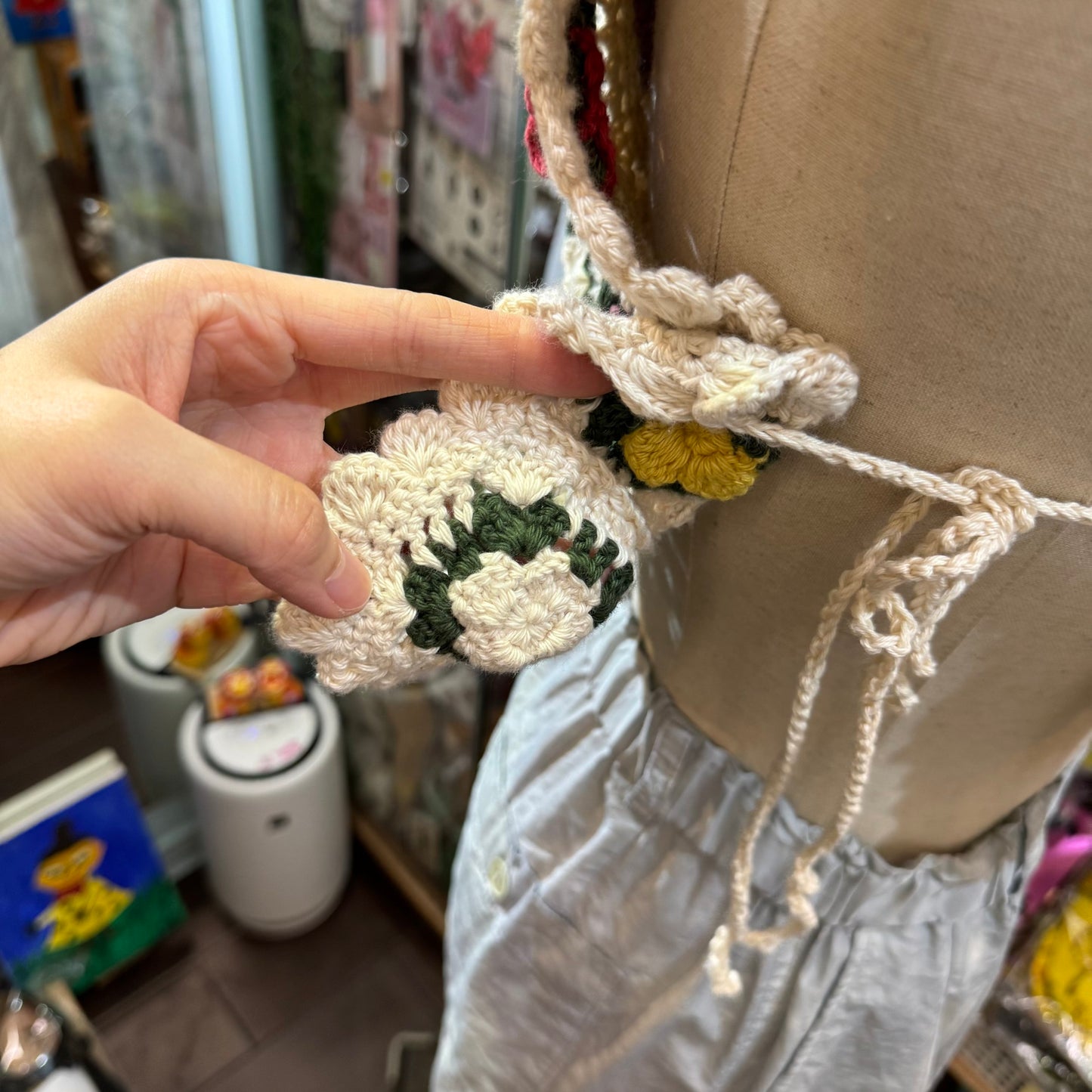 Fig London Ivory knit Gardener Vest, handmade in Peru
