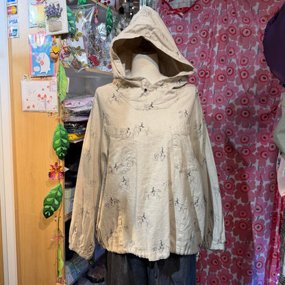 Sale- Laiterie Horses Ivory Linen Blouse, made in Japan