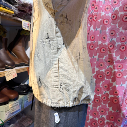 Sale- Laiterie Horses Ivory Linen Blouse, made in Japan