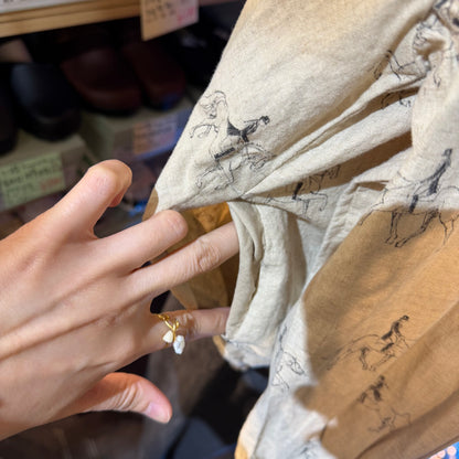 Sale- Laiterie Horses Ivory Linen Blouse, made in Japan