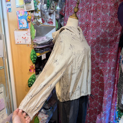 Sale- Laiterie Horses Ivory Linen Blouse, made in Japan