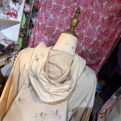 Sale- Laiterie Horses Ivory Linen Blouse, made in Japan