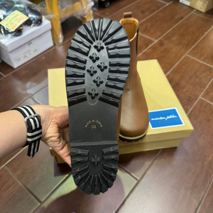 Minan Polku Brown Leather Boots, made in Japan