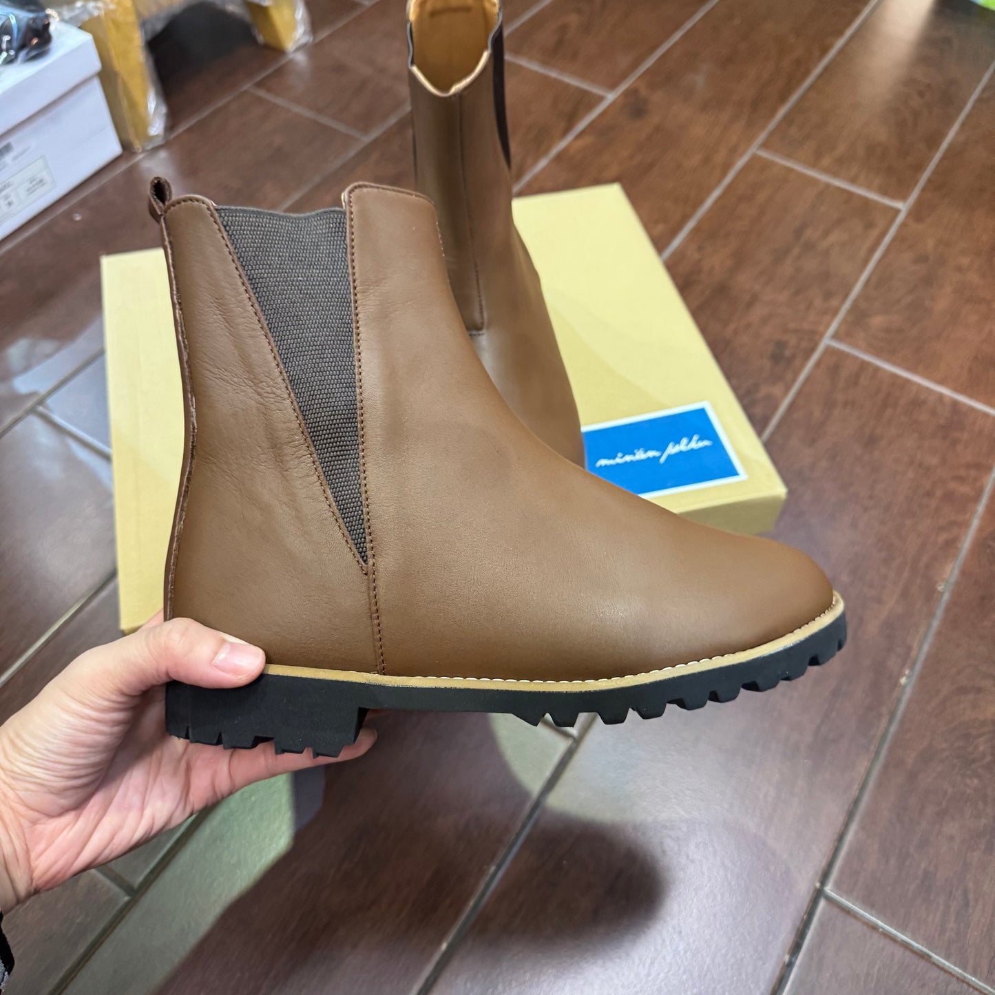 Minan Polku Brown Leather Boots, made in Japan