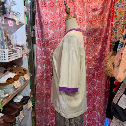Estroislose Dog Beige x Purple T-shirt, made in Japan