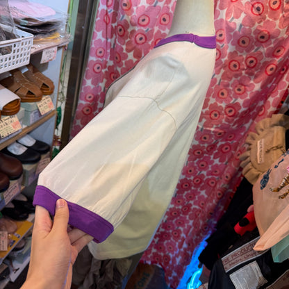 Estroislose Dog Beige x Purple T-shirt, made in Japan