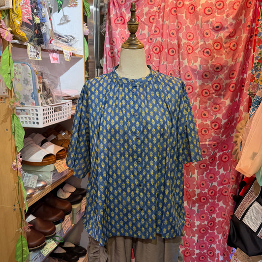 Nachukara Flora Blue Shirt, made in Japan