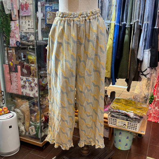 Tumugu Twisted Ribbon Jacquard Yellow Pants, made in Japan