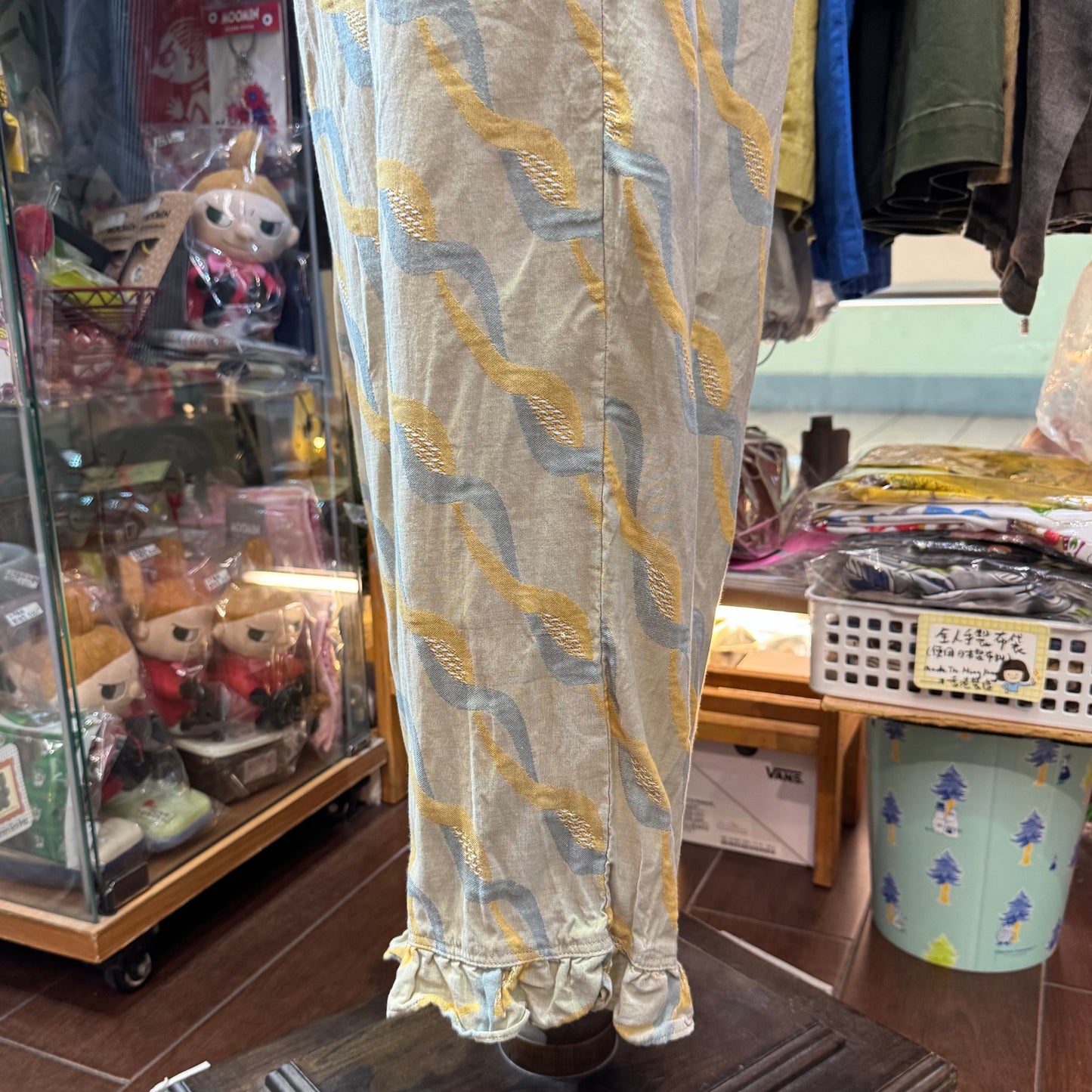Tumugu Twisted Ribbon Jacquard Yellow Pants, made in Japan