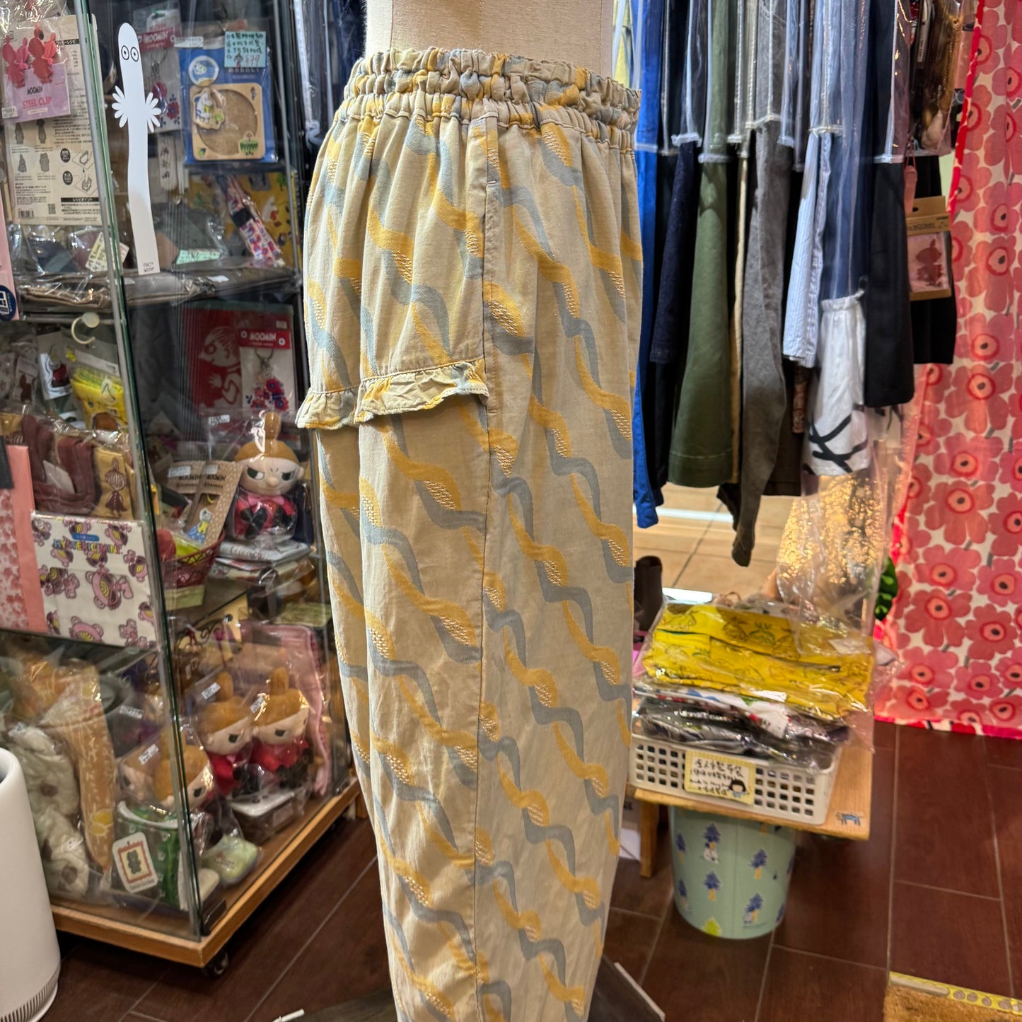 Tumugu Twisted Ribbon Jacquard Yellow Pants, made in Japan