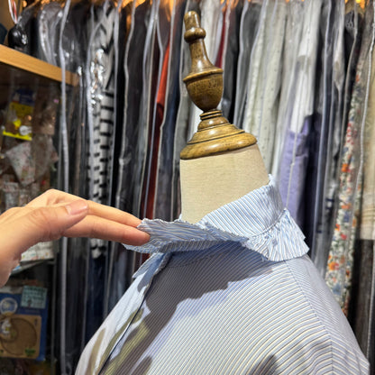 Sale- (g) Blue Striped Frill Collar Dress, made in Japan