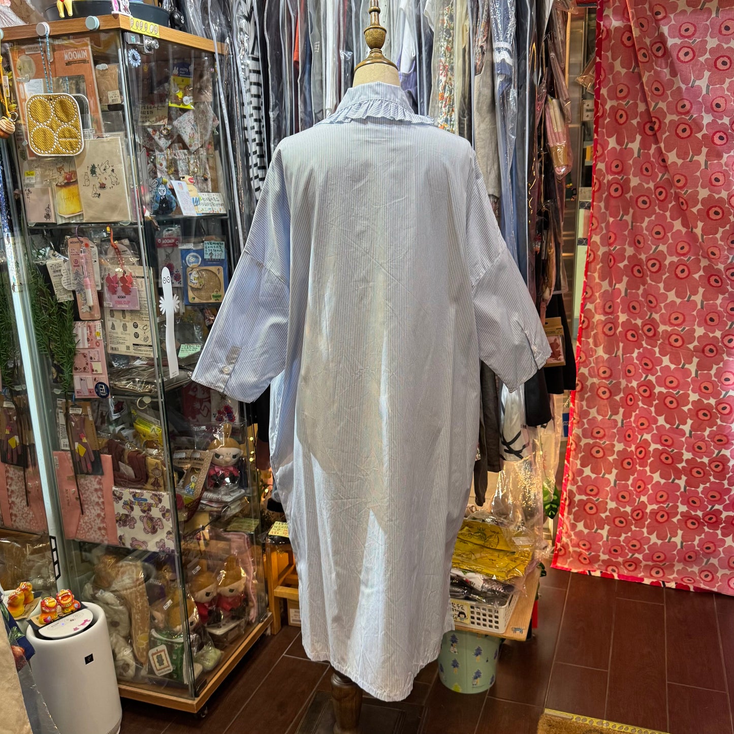 Sale- (g) Blue Striped Frill Collar Dress, made in Japan