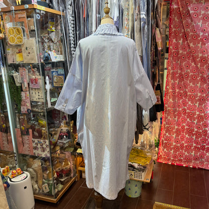 Sale- (g) Blue Striped Frill Collar Dress, made in Japan