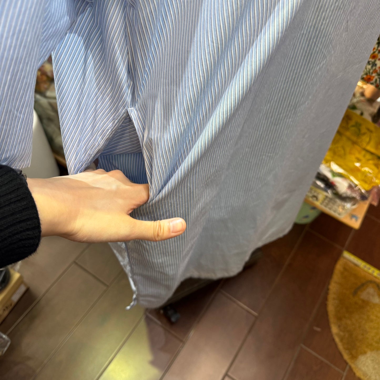 Sale- (g) Blue Striped Frill Collar Dress, made in Japan