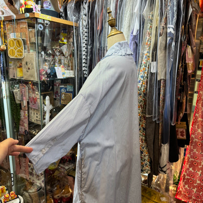Sale- (g) Blue Striped Frill Collar Dress, made in Japan