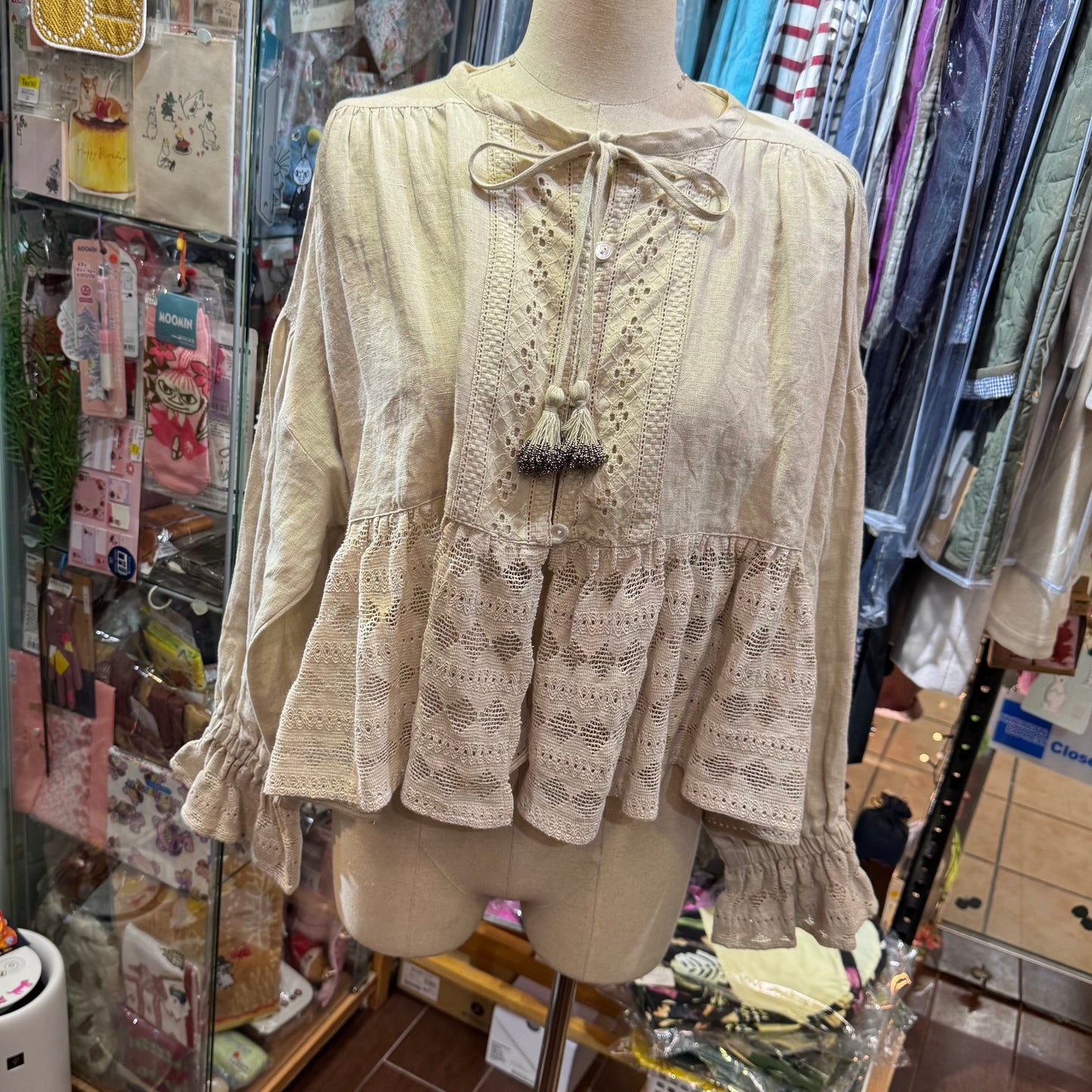EXTRA20- TSUHARU by SM2 Lace Linen Shirt Top, 2 Colors, made in India