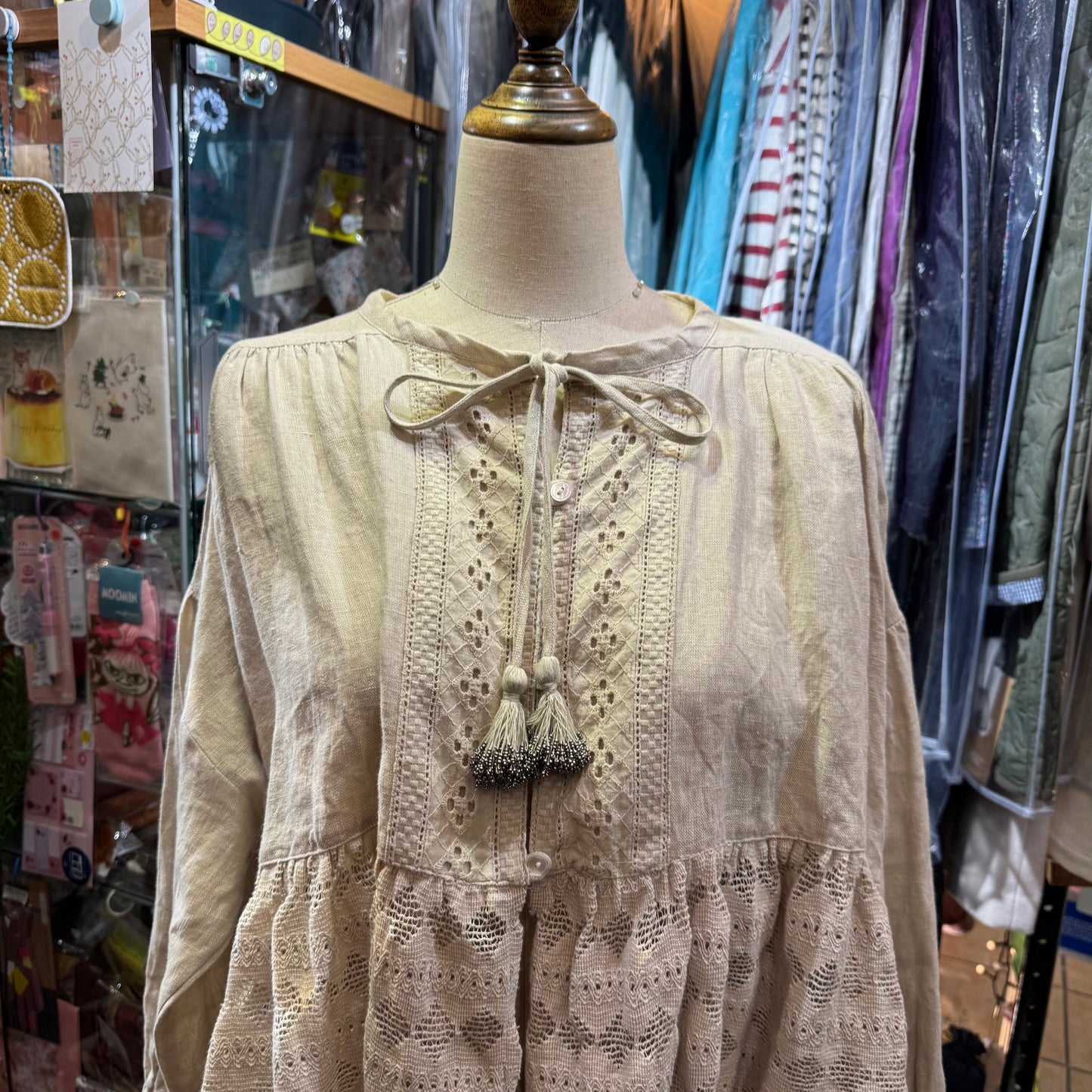 EXTRA20- TSUHARU by SM2 Lace Linen Shirt Top, 2 Colors, made in India