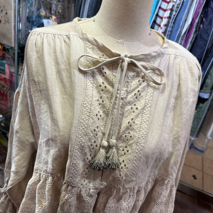 EXTRA30- TSUHARU by SM2 Lace Linen Shirt Top, 2 Colors, made in India