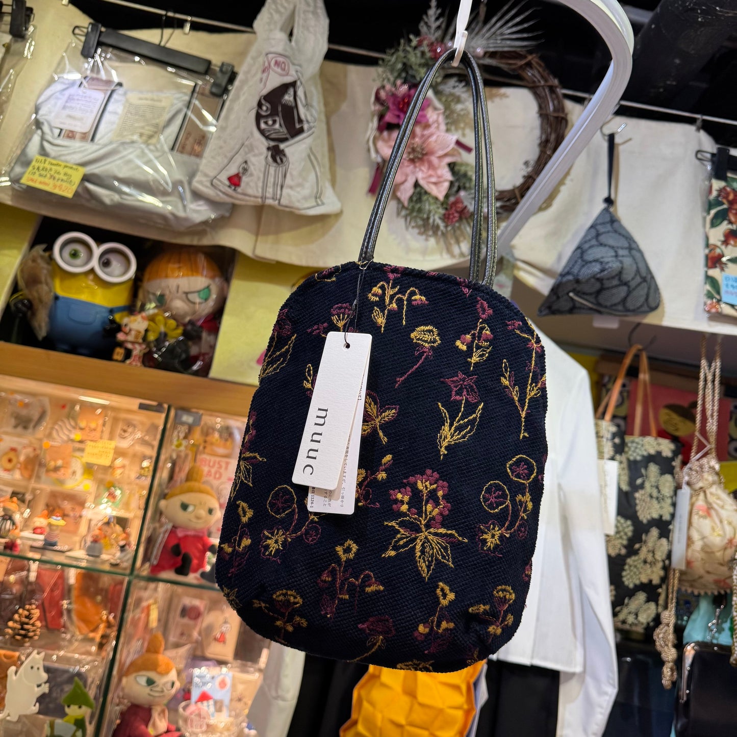 Muuc Embroidery Floral Small Handbag, 2 Colors, made in Japan