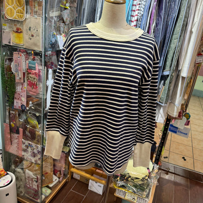 EXTRA30- Diaries Striped Top, 2 Colors, made in Japan