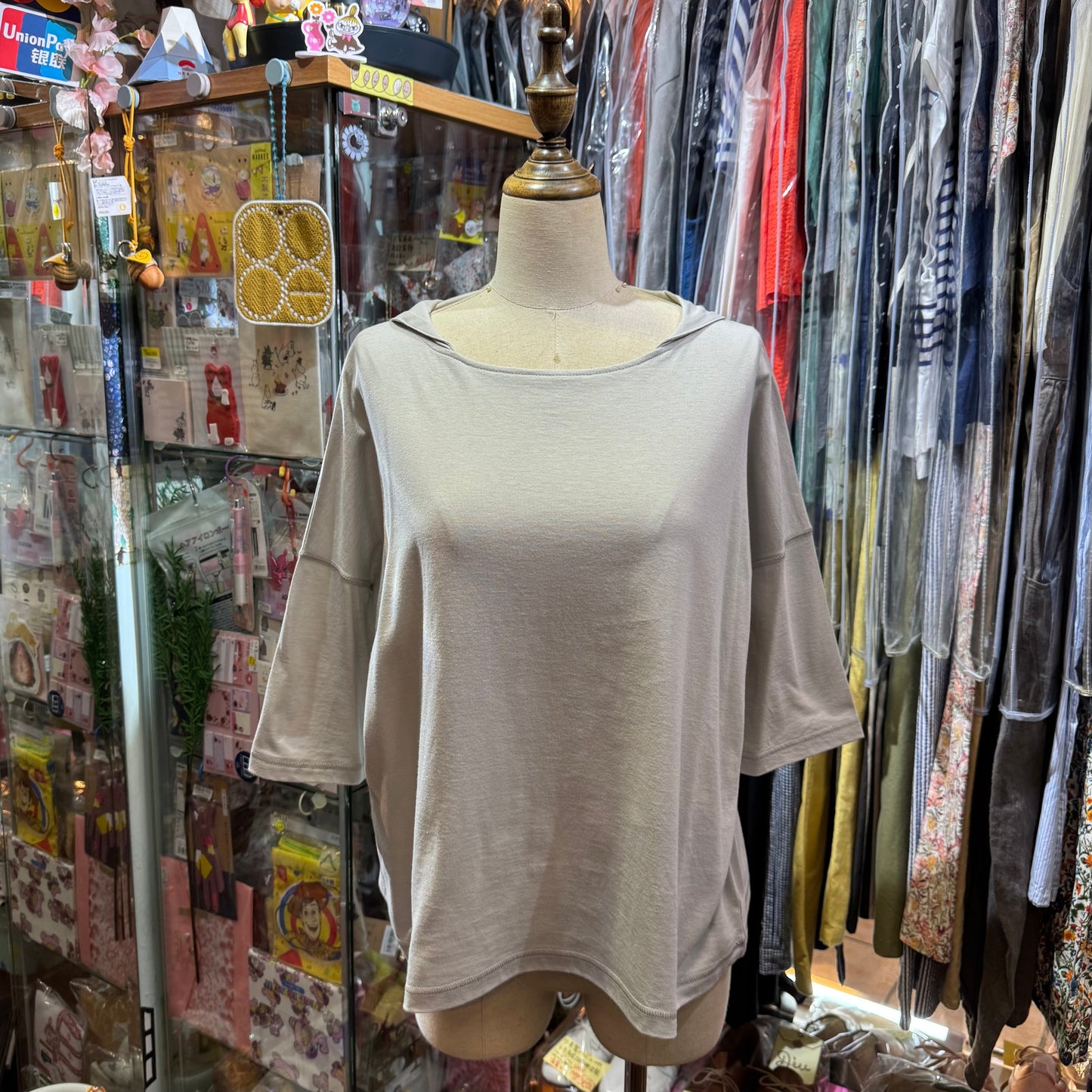 Nachukara Grey Marine Collar Top, 2 Colors, made in Japan