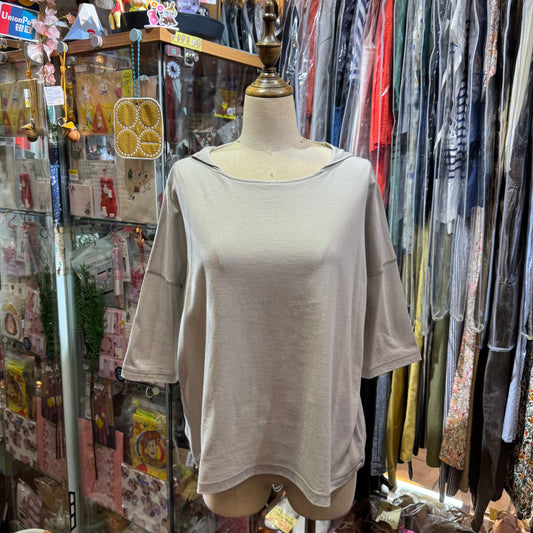 Nachukara Grey Marine Collar Top, 2 Colors, made in Japan