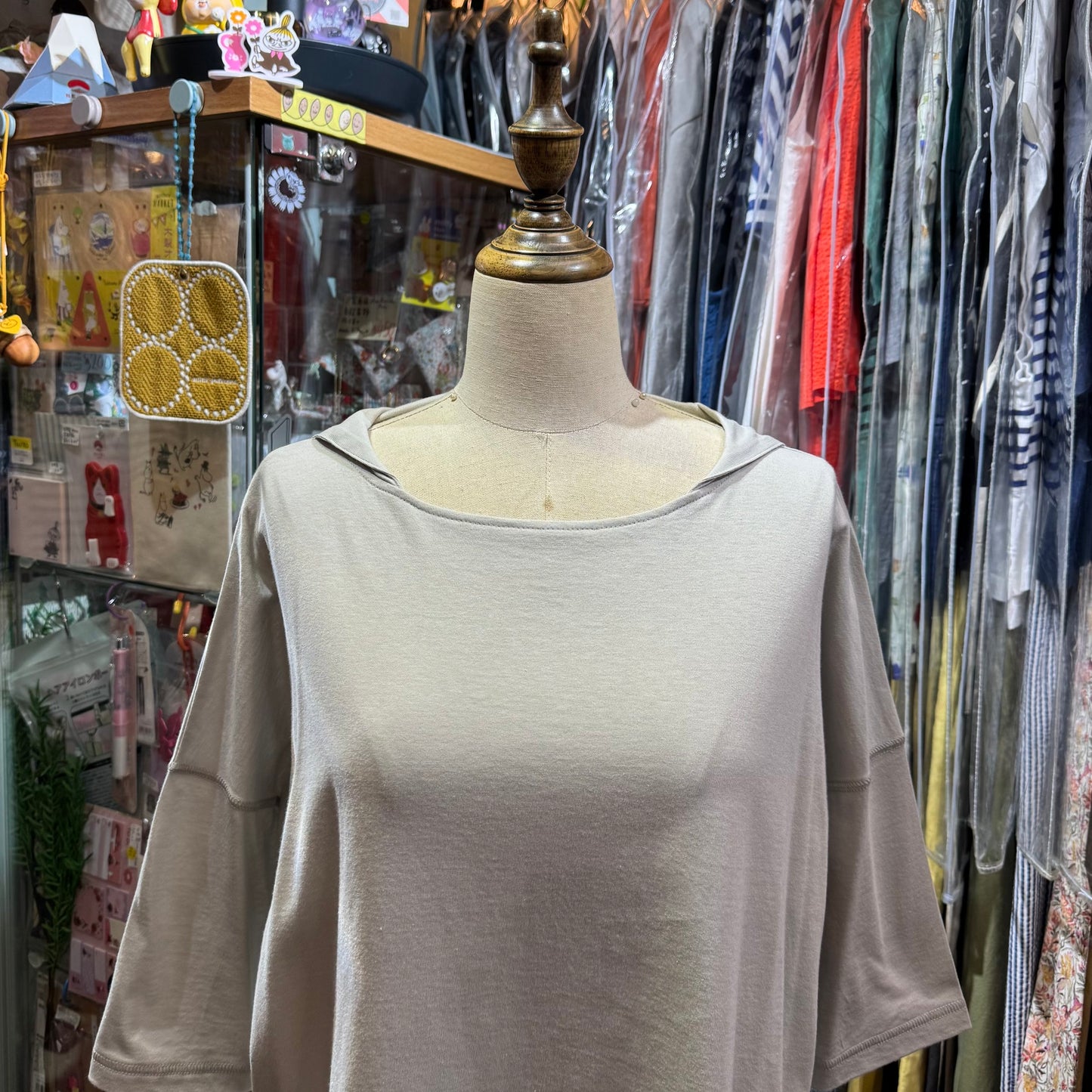 Nachukara Grey Marine Collar Top, 2 Colors, made in Japan