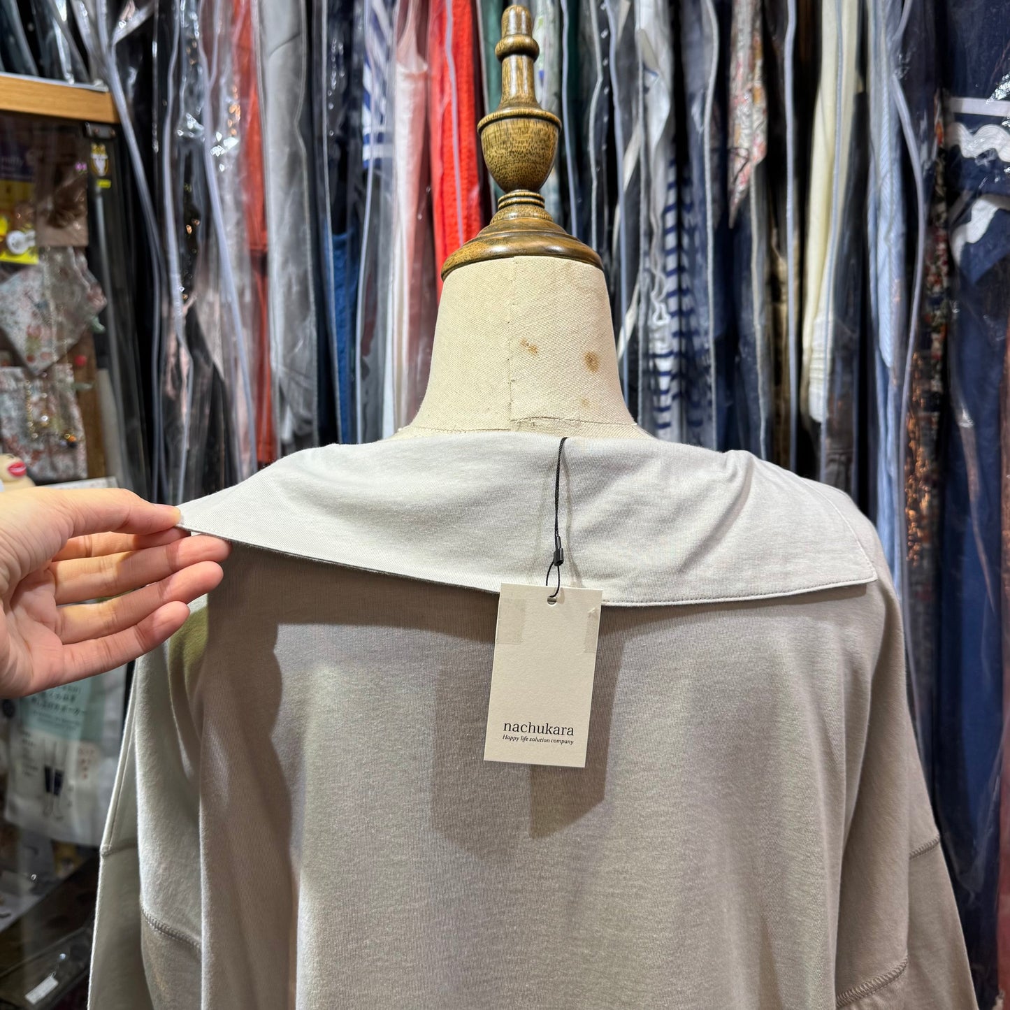 Nachukara Grey Marine Collar Top, 2 Colors, made in Japan