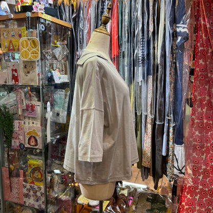 Sale- Nachukara Grey Marine Collar Top, 2 Colors, made in Japan