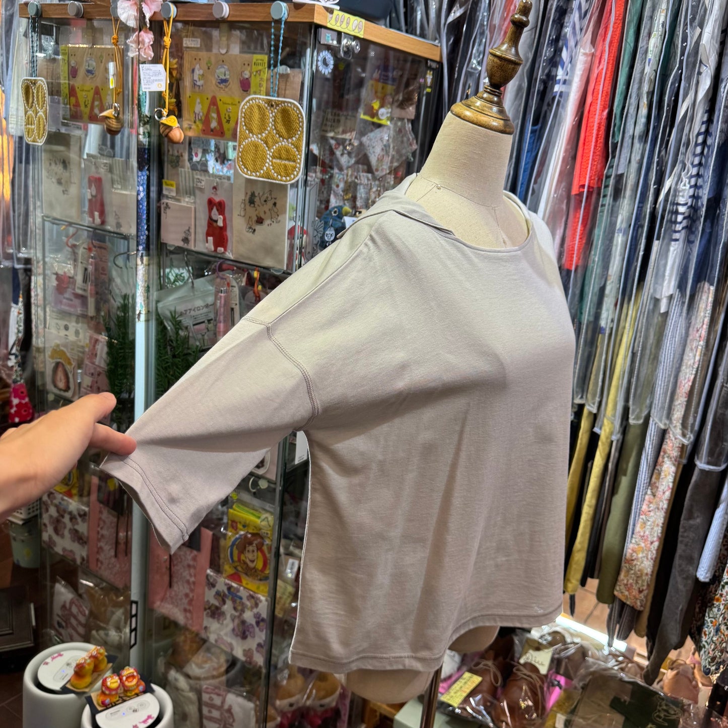 Nachukara Grey Marine Collar Top, 2 Colors, made in Japan