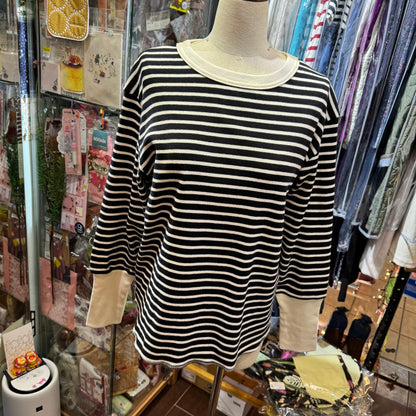 EXTRA30- Diaries Striped Top, 2 Colors, made in Japan