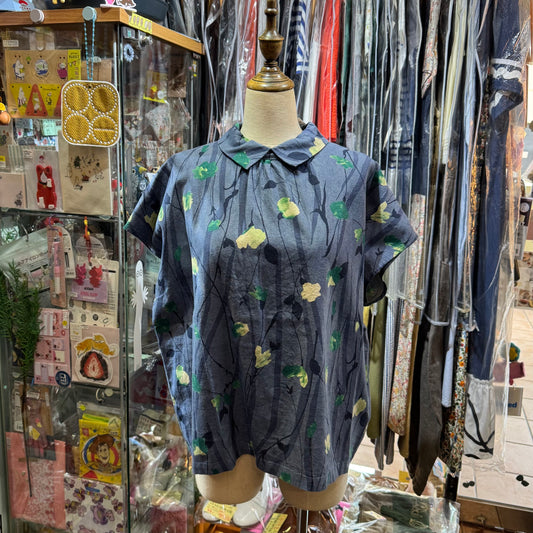 Days Blue Floral Top, made in Japan