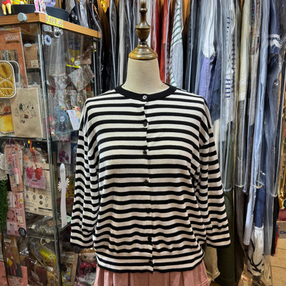 EXTRA30- Ichi Striped Cotton Cardigan, 2 Colors