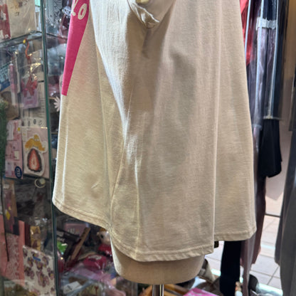 Ynir Ivory x Pink Print T-shirt, made in Japan