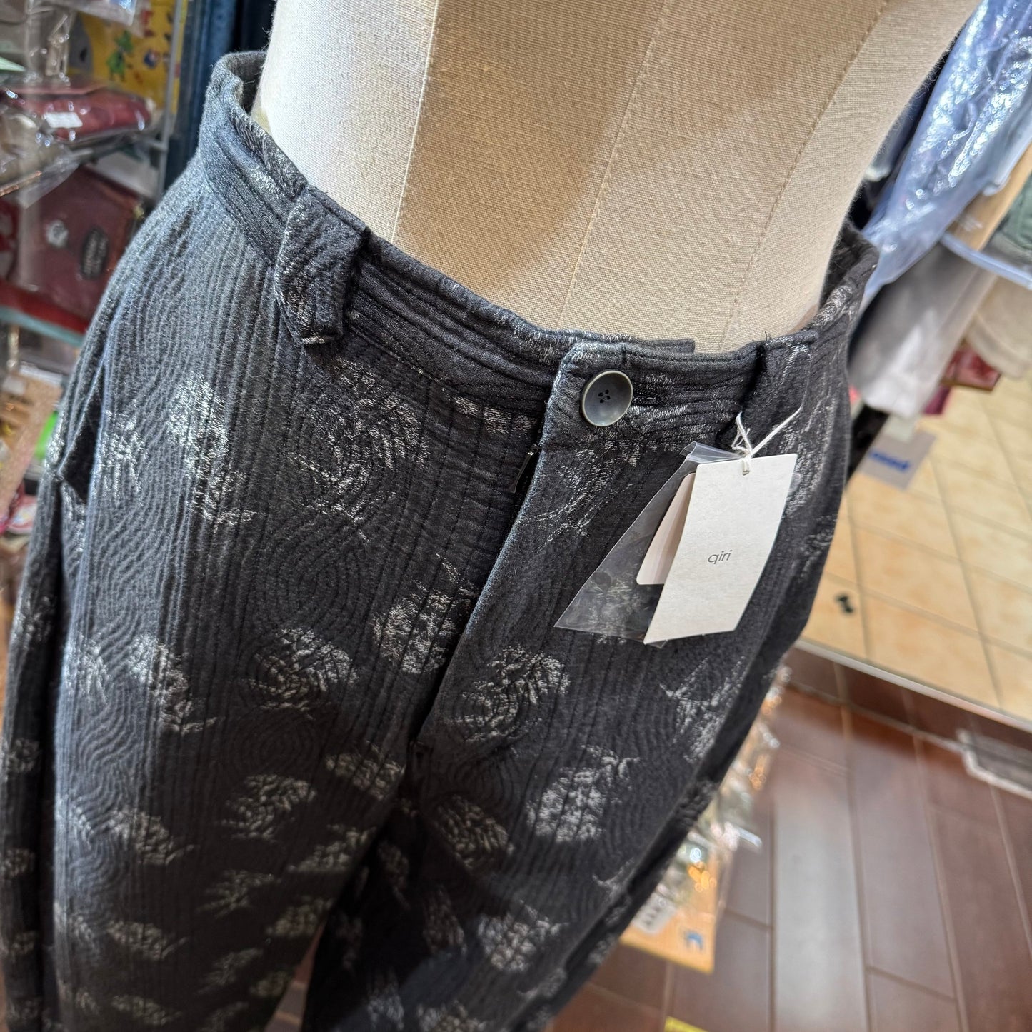 Sale- Qiri Prints Charcoal Pants,  made in Japan